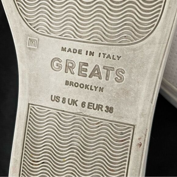 GREATS White Leather Perforated Slip On Sneakers size 8 - Picture 6 of 8